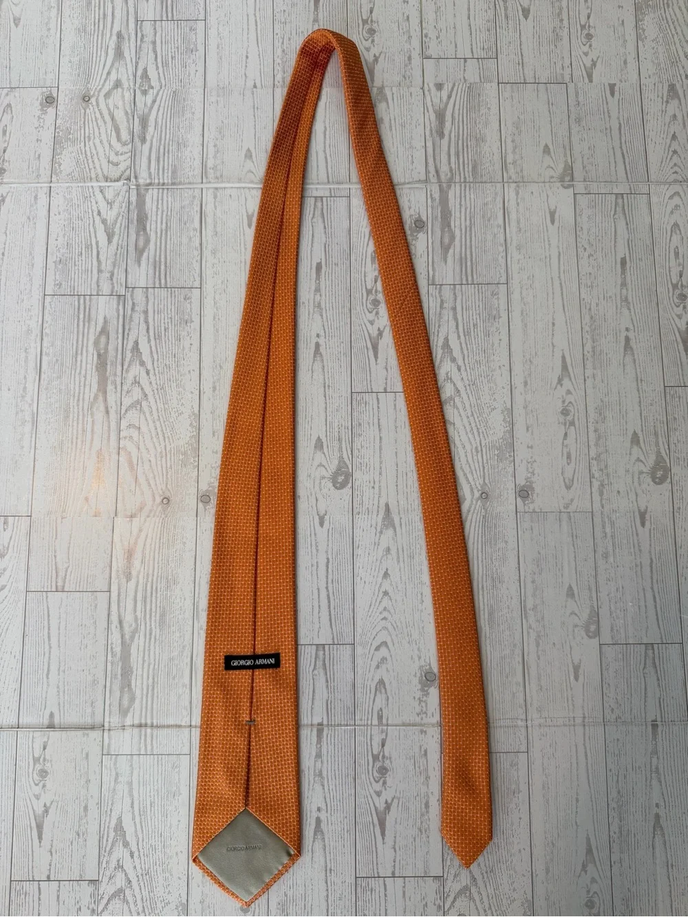 Giorgio Armani Silk Geometric Micro-Pattern Tie Orange